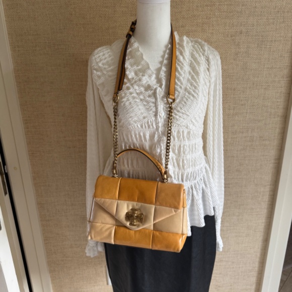 Tory Burch Kira Butter Yellow Patchwork Satchel - Picture 10 of 12